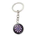 Creative dartboard keychain with silver metal ring and classic target glass pendant - Standard Blue Red Style (XSWX5452-1)