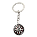 Détail d'un porte-clés cible de fléchettes en métal argenté avec un pendentif coloré classique - Style de Marquage Rouge Vert Noir Blanc (XSWX5452-9)