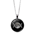 Collier déesse Triple Lune en argent avec pendentif cabochon et motif lunaire - Style Triple Lune Phases de Lune Réaliste (XSWX5262-8) / Argent