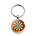 Dartboard keychain with flame pattern and metal ring on white background - Xswx5450-6