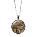 Collier avec pendentif rond Triple Déesse de la Lune vintage avec chaîne argentée et dessin - Style Illustration Art Classique Trois Déesses (XSWX5262-12) / Argent