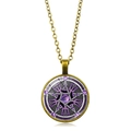 Collier Triple Lune avec pendentif pentagramme violet et finition en bronze antique - Style Pentagramme Violet (XSWX5262-1) / Bronze Antique