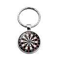Classic dartboard glass cabochon keychain with a polished silver metal ring - Xswx5450-9