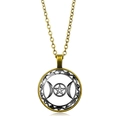 Collier pendentif lune triple et pentagramme en bronze vintage sur fond blanc - Style Déesse Triple Lune Blanc (XSWX5262-3) / Bronze Antique