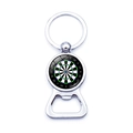 Dartboard beer bottle opener keychain made of polished metal for car keys and bags - Black Blue Green Multicolor Dartboard Style