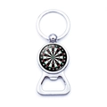 Creative dartboard beer bottle opener keychain with a polished silver metal finish - High Gloss Silver Metal Dartboard Style