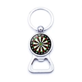 Dettaglio del portachiavi apribottiglie a forma di bersaglio in metallo argento - Stile Numero Layout Bersaglio Semplice