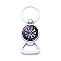 Creative silver dartboard bottle opener keychain with a multi-functional metal ring - Classic Scoring Dartboard Style