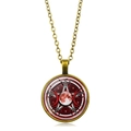 Collier déesse triple lune en bronze vintage avec pentagramme et pendentif en verre - Style Pentagramme Lune de Sang Rouge (XSWX5262-7) / Bronze Antique