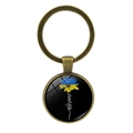 Ukraine sunflower glass gemstone keychain in bronze metal with Ukraine text design - Hand-drawn Style Sunflower (XSWX5352-12) / Antique Bronze