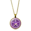 Collier déesse triple lune avec pentagramme occulte violet et pendentif en nœud celtique - Style Phase de Lune Pentagramme Violet (XSWX5262-10) / Bronze Antique