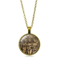 Collier déesse triple lune en bronze vintage avec pendentif en verre et chaîne à maillons - Style Illustration Art Classique Trois Déesses (XSWX5262-12) / Bronze Antique
