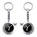 Rotating moon keychain with double-sided letter Y pendant in silver alloy finish - Initial Y Style (XSWX5286-Y)