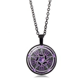 Collier déesse triple lune avec cercle magique violet et chaîne en métal noir - Style Pentagramme Violet (XSWX5262-1) / Noir