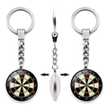 Creative dartboard keychain with double-sided target pattern for bags and keys - Black and White Dartboard (XSWX5443-3)