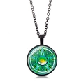 Collier Triple Lune avec chaîne noire et pendentif cabochon en verre pentagramme vert - Style Pentagramme Celtique Vert (XSWX5262-2) / Noir