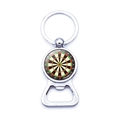 Portachiavi apribottiglie a tema bersaglio freccette in metallo con anello d'argento - Stile Disco Bersaglio Stampato Mini