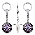 Detailed views of creative spinning dartboard keychain with 360-degree rotation feature - Classic Multi-Color Dartboard (XSWX5443-1)