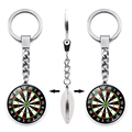 Nahaufnahme der Vorder-, Rück- und Seitenansicht des Dartscheiben-Schlüsselanhängers - All-Ansicht Dartscheibe (XSWX5443-11)