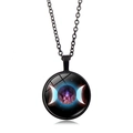 Collier gothique déesse triple lune avec pentagramme étoilé violet en métal noir - Style Pentagramme Galaxie Bleu Violet (XSWX5262-4) / Noir