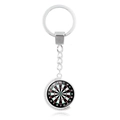 Rotating dartboard keychain pendant made of silver alloy with double-sided design - Beaded Edge Red Green Black White Style (XSWX5449-2)
