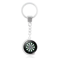 Creative silver metal dartboard keychain with a rotating disc and lifelike scoring pattern - Minimalist Red White Style (XSWX5449-4)