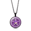 Collier déesse triple lune avec pentagramme violet et chaîne en alliage noir - Style Phase de Lune Pentagramme Violet (XSWX5262-10) / Noir