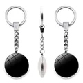 Portachiavi luna rotante argento con ciondolo personalizzato in vetro lucido - Stile Luna Piena Rotante (ZDY0048)