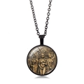 Collier déesse triple lune en verre avec chaîne en métal noir et pendentif vintage - Style Illustration Art Classique Trois Déesses (XSWX5262-12) / Noir