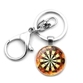 Dartboard keychain with flaming design and metal lobster clasp for car keys - Flame Glass Patch Dartboard (XSWX5451-6)