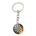 Porte-clés cible de fléchettes en métal argenté avec motif vintage et numérotation - Style Flamme Usé Vintage (XSWX5452-5)