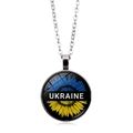 Zonnebloem ketting met blauw-gele bloemblaadjes en tekst van de Oekraïne - Zilver (XSWX5353-1)
