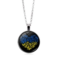 Collana con cuore in vetro Ucraina e motivo a farfalla blu e giallo pendente - Argento (XSWX5353-5)