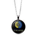 Collana con ciondolo Ucraina con design di girasole e stemma su vetro rotondo - Argento (XSWX5353-11)