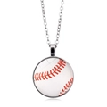 Honkbal glazen edelsteen hanger ketting met zilveren ketting op witte achtergrond - Honkbalstijl (XSWX5578-5)