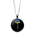 Collana argento con pendente rotondo Ucraina con fiori blu e gialli e testo inciso - Argento (XSWX5353-12)