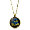 Collana vintage in bronzo con ciondolo girasole in vetro nei colori blu e giallo - Bronzo Antico (XSWX5353-2)
