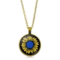 Collana vintage in bronzo con ciondolo a girasole in vetro su sfondo nero - Bronzo Antico (XSWX5353-4)