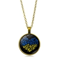 Collana d'oro vintage con motivo a cuore di farfalle blu e gialle su fondo nero - Bronzo Antico (XSWX5353-5)