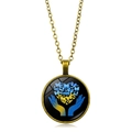 Collana vintage in bronzo con ciondolo a cuore e farfalle blu e gialle su fondo nero - Bronzo Antico (XSWX5353-6)