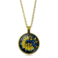 Collana vintage bronzo con ciondolo girasole simbolo di pace nei colori dell'Ucraina - Bronzo Antico (XSWX5353-7)