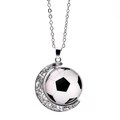 Collier vintage argent avec pendentif lune rotatif et motif ballon de football - Style Football (XSWX5579-4)