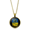 Collana retrò in bronzo con ciondolo gemma in vetro e motivi di girasole e farfalla - Bronzo Antico (XSWX5353-10)