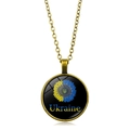 Collana vintage in bronzo con emblema girasole Ucraina e ciondolo blu e giallo - Bronzo Antico (XSWX5353-11)