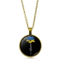 Collana con ciondolo girasole Ucraina in bronzo con motivo floreale blu e giallo - Bronzo Antico (XSWX5353-12)