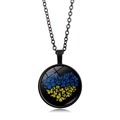 Collana con ciondolo cuore farfalla Ucraina con catena in lega nera e cupola in vetro - Nero (XSWX5353-5)