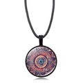 Bohemian mandala flower glass necklace with orange and blue kaleidoscope art design - Orange-Red and Blue Mandala Style (XSWX5390-10)