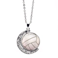 Collier avec pendentif volleyball et cadre en croissant de lune argenté pour sportifs - Style Volleyball (XSWX5579-6)