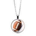 Zilveren ketting met glazen hanger voorzien van een Amerikaans voetbalmotief - American Football-stijl (XSWX5578-9)