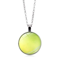 Tennisbal glazen hanger ketting met gele baltextuur en zilverkleurige legering ketting - Tennisstijl (XSWX5578-11)